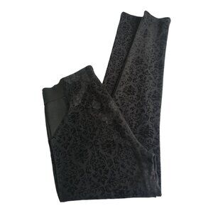 SWS Collection Black Jacquard Pattern Velvet Leggings L